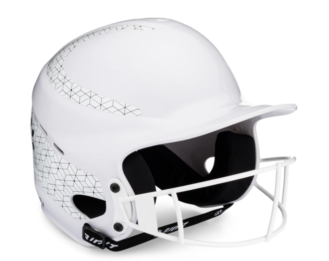 RIP-IT Vision Classic Pinstripe Softball Batting Helmet 2.0 for Women | M/L White/White