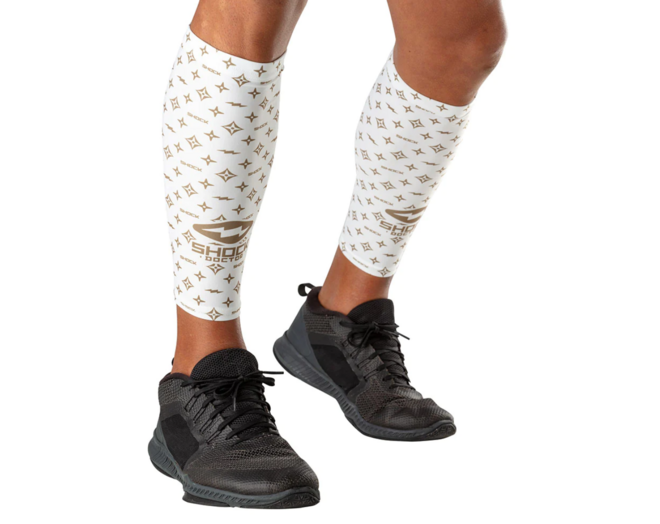 Shock Doctor Showtime Comp Calf Sleeve L White/Gold Lux
