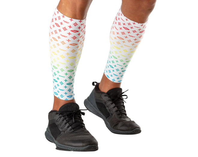 Shock Doctor Showtime Comp Calf Sleeve L White/Multi Color L
